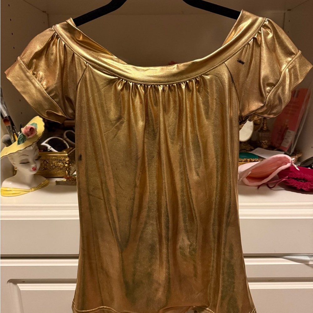 Tatyana Gold Off-Shoulder Blouse (Size s)